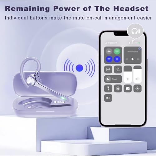 HEIBAS Bluetooth Headset, Wireless Earpiece with Mic for Work - Image 4
