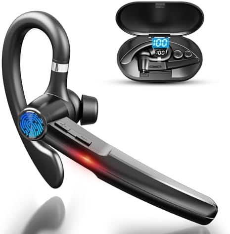 Bluetooth 5.3 Headset, 60Hrs Single Ear Earpiece with Mic by Unknown