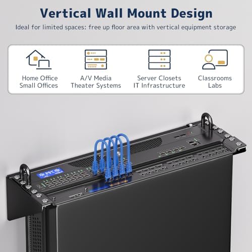 3U Vertical Wall Mount Rack - 19" Steel Wall & Under-Desk Bracket for Server, Network Switch, or Patch Panel, Supports up to 121lbs, for Cabinet or Server Room, JHSVR-3U - Image 2