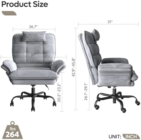 Bestier Criss Cross Chair with Wheels, Wide Desk Chair Velvet Grey - Image 2