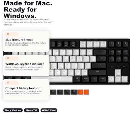 Keychron C1 Wired TKL Hot-Swappable Mechanical Keyboard, White Backlight - Image 2