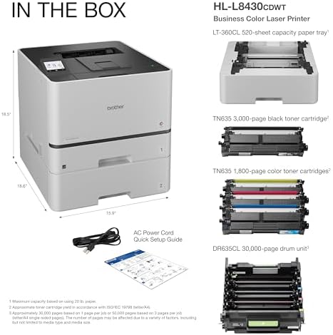 Brother HL-L8430CDWT Business Color Laser Printer with Low-Cost Printing, Wireless Networking, and Dual Paper Trays - Image 3