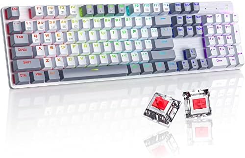 Wireless Mechanical Keyboard, Triple Mode 2.4G/USB-C/Bluetooth Gaming Keyboard, 104 Keys Programmable, Customize RGB Backlit, Red Switch, Bicolor PBT Keycaps, Rechargeable Wired Keyboard for Laptop PC by RisoPhy