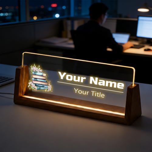 Custom Desk Name Plate,Light Up Acrylic Office Sign, Personalized Gift for Boss Coworker Teacher, Employee Appreciation Award, Home Office Decor by PersonalizedGifts