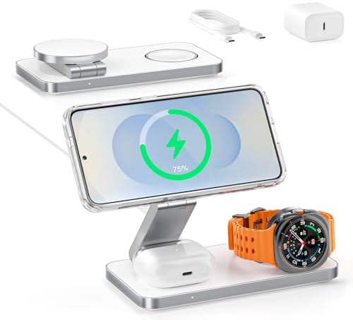 3 in 1 Wireless Charger for Samsung Galaxy, 15W Magnetic Super Fast Charging Station for MagSafe Samsung Galaxy S26 Ultra S25 S24 Z Fold Flip 8 Watch 8 7 Buds 4 3 Pro, Not for Watch 9/Ultra 2 by UnfoldYourWorld