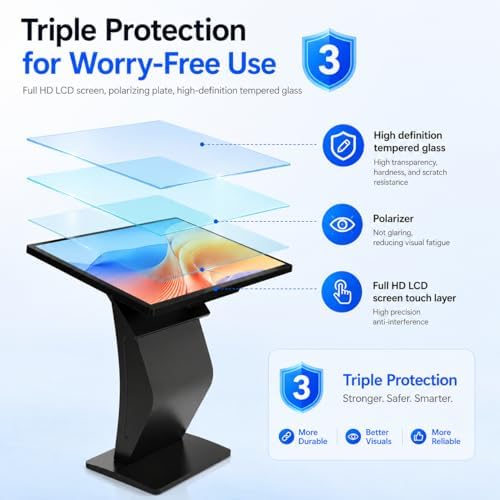 43 inch Touch Screen Kiosk, Install APP, Browser Search, Digital Signage Kiosk, K-style Stand Digital Signage Display, Interactive Display for Mall Navigation/Self-Ordering/Advertising/Retail Store - Image 6
