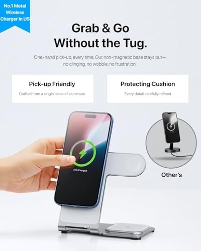 Intoval 3 in 1 Wireless Charger for iPhone 17/16/15/14/13/12,Wireless Charging Station for Apple Devices, Aluminum Charging Stand for iWatch 11 10 9 Ultra 3/2 SE 3/2,for AirPods 4 3 2 Pro 3/2 - Image 7