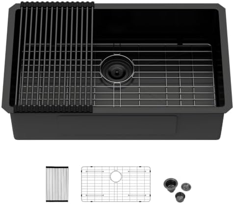 30 Inch Matte Black Undermount Kitchen Sink by Couoko