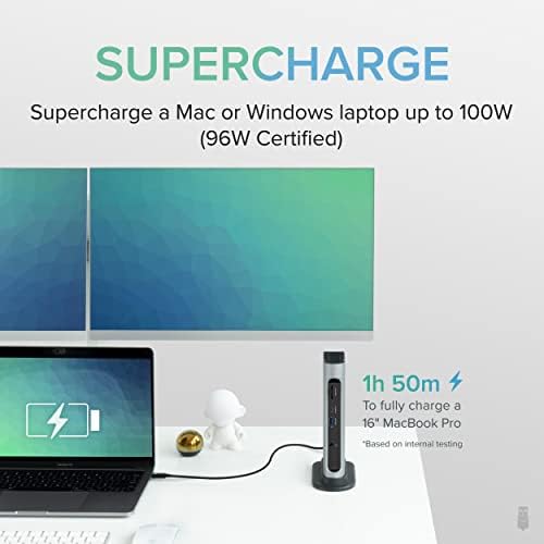 Plugable 14-in-1 USB-C and Thunderbolt Dock - 40Gbps, 96W Charging, Compatible with Mac and Windows, 2X HDMI 2.0 and DisplayPort 4K60, 7X USB, Ethernet, Certified, Driverless, Replaced by TBT4-UDZ - Image 5