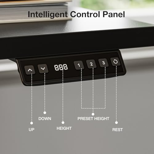 Muvai 59" L Shaped Standing Desk with Cable Tray, Reversible, Black - Image 6