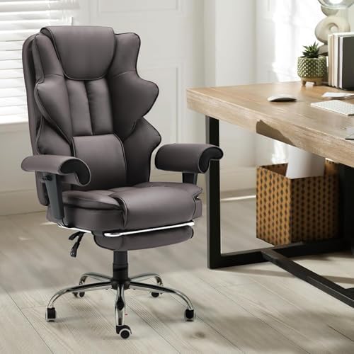 HOMREST Heated Massage Executive Office Chair with Foot Rest,Brown - Image 2