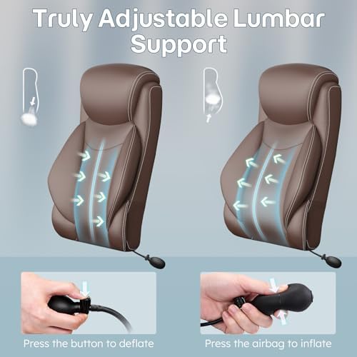 Ergonomic Office Chair,Inflatable Lumbar Support High Back Chair,Brown - Image 3