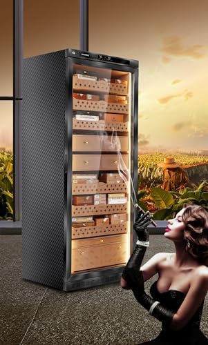 Cigar Climate Control Cabinet, Raching MON5800 Cigar Humidor Cabinet with Ammonia Removal, 570L Wood Frame Cabinet for Cigar Storing&Aging - Black - Image 3