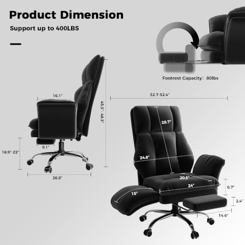 Big and Tall Office Chair, Flip Armrests for Pets & Cross Legged Sitting - Image 2