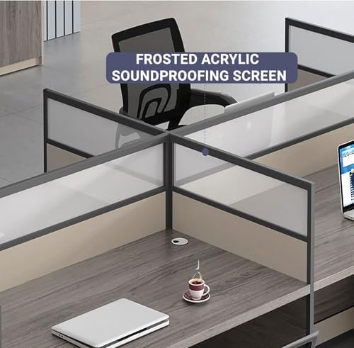 1-person Office Cubicle Desk Workstation w/Mute Privacy Panels, Rosewood - Image 4