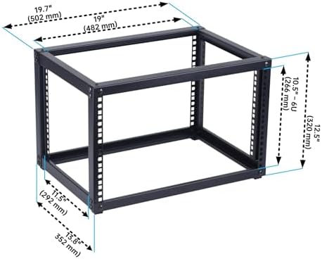 6U Open Frame Network Rack, Small Server Rack Shelf - Image 3