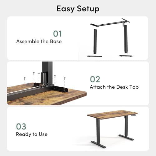CubiCubi 48 x 24 One-Piece Electric Adjustable Standing Desk, Vintage Brown - Image 6