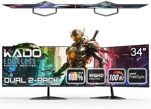 Kado 2-Pack 34" 100Hz Ultrawide 21:9 3440x1440 WQHD Computer Monitor by Kado