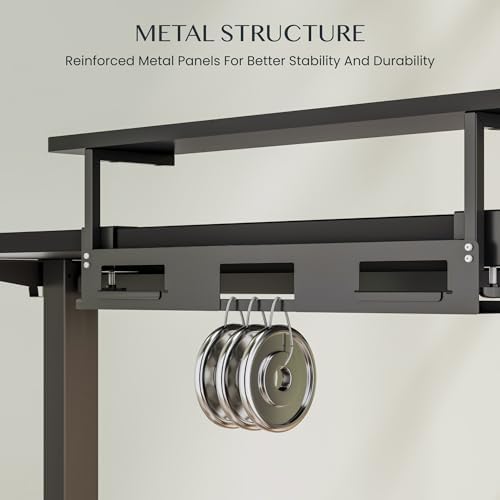 FlexiSpot Under Desk Cable Management Tray with Monitor Riser, No Drill - Image 5
