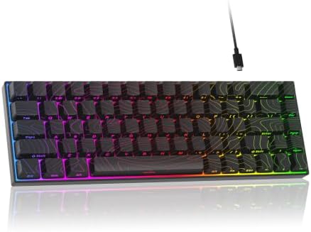 MageGee Portable 60% Mechanical Gaming Keyboard, RGB Backlit Compact 68 Keys Mini Wired Office Keyboard with Red Switches for Laptop PC Mac - Black Contour Lines by MageGee