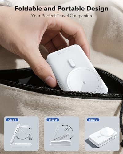 KPON 3-in-1 for Magsafe Charging Station, Foldable Travel Charger Stand for Apple, Wireless Magnetic Charging Dock for Multiple Devices iPhone 17 16 15 14 13 12 Series/Apple Watch/Airpods - Image 3