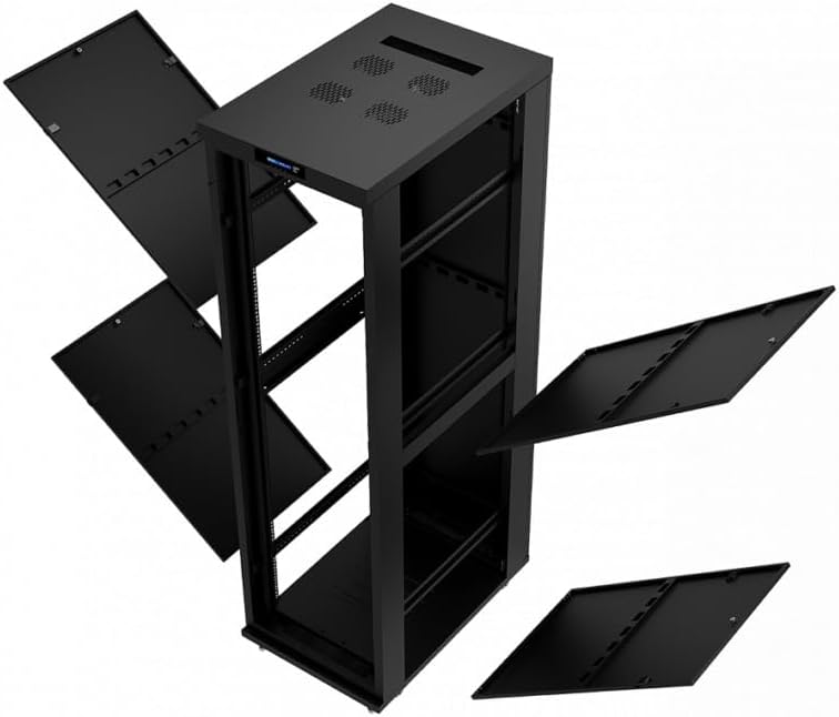 Sysracks 32U Deep Server Rack Cabinet Enclosure Locking | 39-Inch Depth Network Equipment Rack Cabinet with Thermocontroller, LCD-Screen, 4 Fans, Power Strip, Shelf, Wheels, Dust-Tight Cable Entries - Image 7