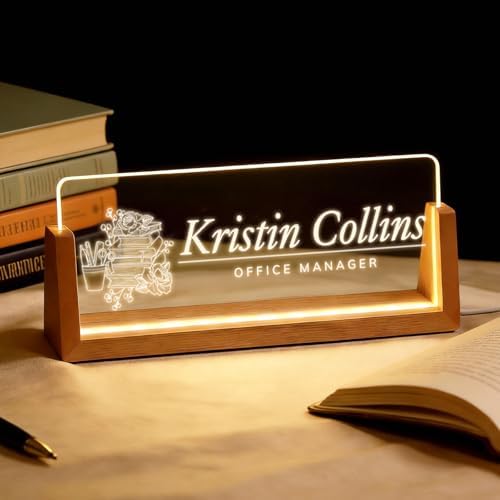 Personalized Light Up Acrylic Desk Name Plate - Custom Name Plate for Desk with Walnut Wood Base - Appreciation Office Gifts for Employees, Teacher, Social Worker (Textbook) by Unknown