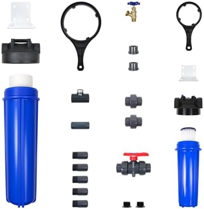 Aquasana Low Maintenance Pre-Filter, Post-Filter & Assembly Kit Bundle | 20" Long-Lasting Sediment Filter | Captures Dirt, Rust & Silt | WH-LM-Install | for Whole House Systems by Aquasana
