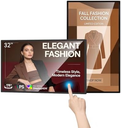 32 inch Wall Mount Digital Signage, FHD Touchscreen 32" Monitor Android 14 by RIXZSIW