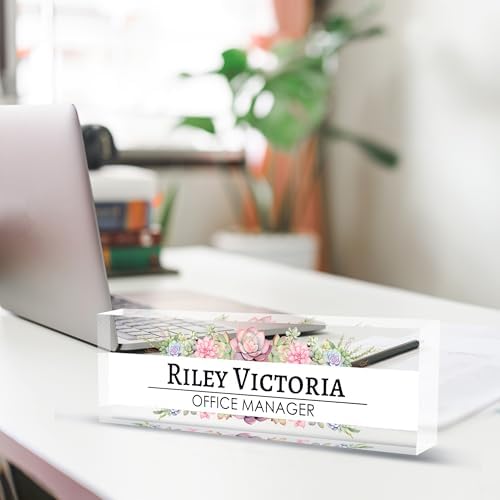 Personalized Name Plate for Desk, Custom Desk Name Plate, Acrylic Name Plate Office Desk Accessories, Personalized Office Gifts for Coworkers Teachers, Employee Appreciation Gifts (A-Victoria) - Image 4