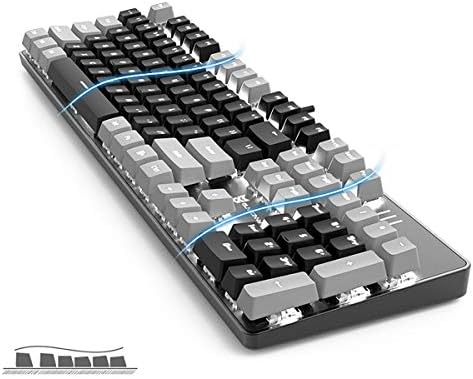 Merdia LED Backlit Full Size Wired Mechanical Gaming Keyboard | Black Switch 104 Keys US Layout Hot Swappable Full Size Mechanical Keyboard | White LED Backlit PC Gaming Keyboards (Black & Grey Color) - Image 3