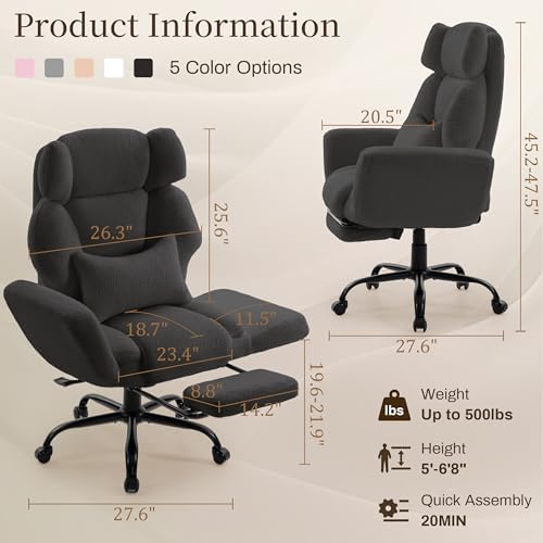 Big and Tall Office Chair with Flip Arms, Extra Wide Seat for Pets Sitting - Image 2