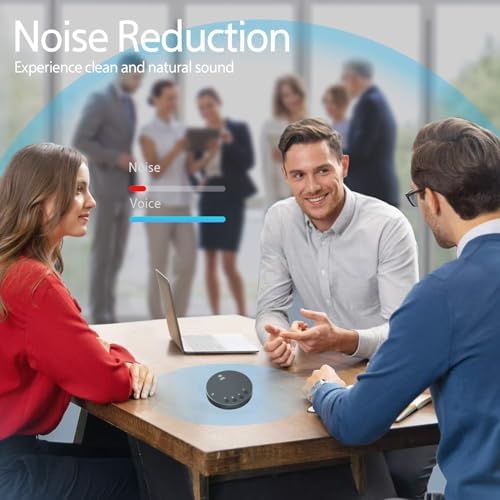 Conference Speaker and Microphone, Bluetooth Speakerphone for Small Meeting Room & Home Office，Wireless Conference Speaker 360°Voice Pick up with Noise Cancellation Mics for Computer/Laptop - Image 2