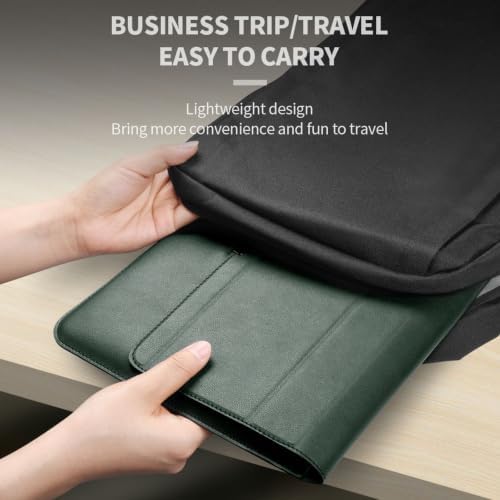 4 in 1 Ergonomic Workstation Set - Foldable Laptop Sleeve and Stand, Premium Leather Portable Computer Riser for 11-17 Inch Laptops, Waterproof Travel Organizer with Cooling Design (Blue,15-15.6") - Image 6