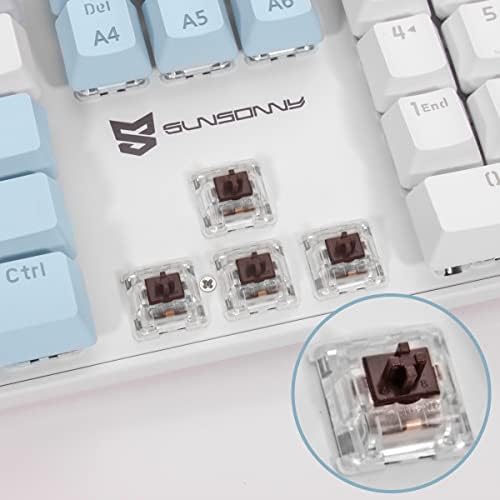 Merdia 104 Keys US Layout Wired Mechanical PC Gaming Keyboard | White LED Backlit Hot Swappable Brown Switch Full Size Mechanical Keyboard | Blue & White Keycaps Wired Gaming Computer Keyboards - Image 3