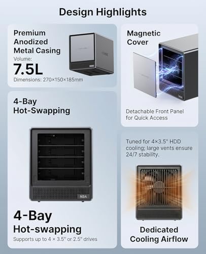 ACEMAGIC NAS Mini PC N3A 4-Bay Desktop Network Attached Storage Home - Image 3