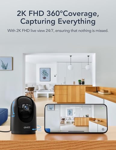 GNCC Security Camera, 2K Indoor Camera 360° Cameras for Home Security - Image 4