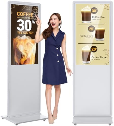 37 inch Indoor Digital Signage Touchscreen IPS Floor Standing Digital Kiosks Interactive Displays with WiFi HDMI/USB Input Auto AD Player, Android OS White by Homepage