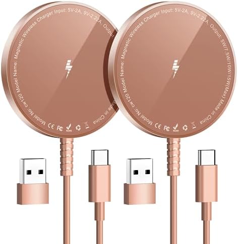Magnetic Wireless Charger for iPhone: Compatible with Magsafe Charger iPhone 17 16 15 14 13 12 Series & Airpods 4 3 2 Pro-Fast 15W Max Charging Pad Strong Magnet, Dual USB-C/A Ports-Home Office Travel by WirelessCharger