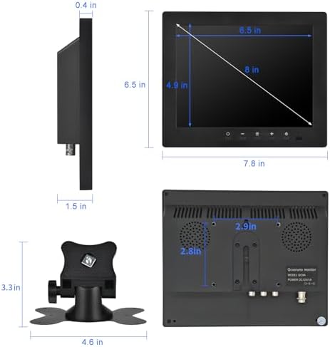 8 inch LCD Security Monitor & Displays,Built-in Dual Speakers Portable Monitor,800 * 600 Resolution,BNC/AV Input,Suitable for CCTV TV CCD DVD - Image 6