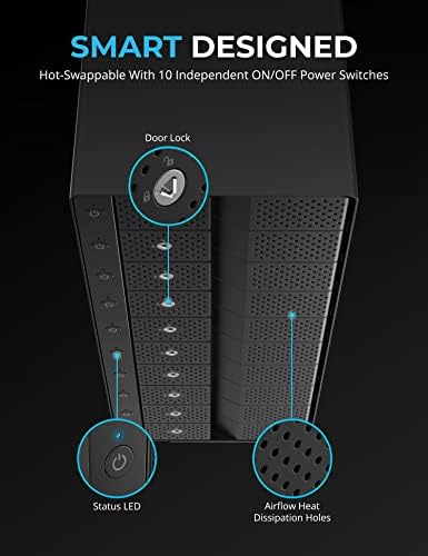 SABRENT 10-Bay USB-C 10Gbps 3.5in SATA Hard Drive Dock, 200TB (DS-UCTB) - Image 3