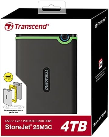 Transcend 4TB StoreJet 25M3 Rugged Portable HDD, One Touch Backup - Image 2
