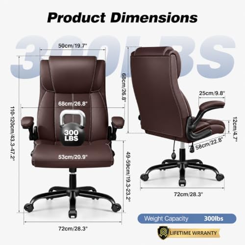 BESTFAIR Ergonomic High Back Office Chair, Adjustable Lumbar, Coffee 2 Pack - Image 3