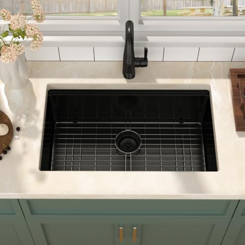 Mocoloo 30 Inch Matte Black Undermount Kitchen Sink Workstation - Image 3