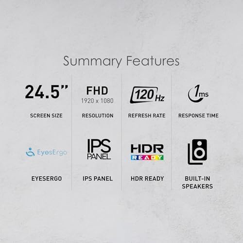 msi PRO MP251W E2 24.5-inch IPS 1920 x 1080 (FHD) Gaming Office Monitor, 120Hz, Adaptive-Synch, HDR Ready, HDMI, VGA Port, Display Port,VESA Mountable, Tilt, Speaker, 4-Side Slim Bezel,1ms, White - Image 2