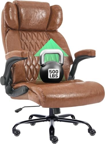 500lbs Big and Tall Office Chair Adjustable Lumbar Support for Back Pain, Extra Wide Seat Executive Office Chair Thick Armrest Pad, Heavy Duty Base&Upgraded Wheels, Ergonomic Desk Chair by Unknown