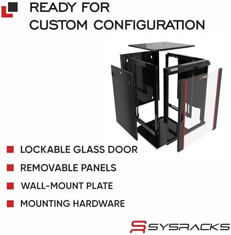15U Wall Mount Network Cabinet, 18 Inch Deep Enclosed Server Rack with Locking Tempered Glass Door for Home Lab, Office IT & AV Equipment - Image 5
