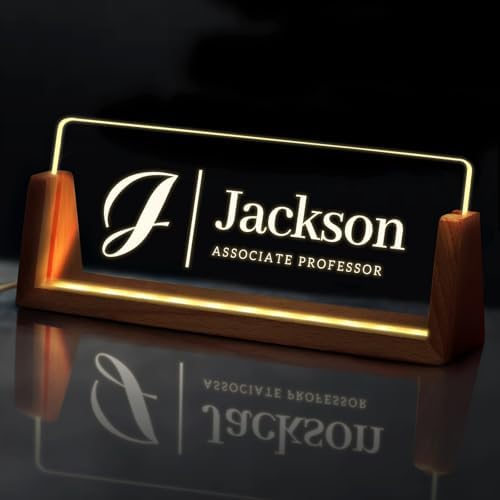Custom Light Up Name Plate for Desk, Desk Name Plate Personalized with Logo, Employee Appreciation Gift, Personalized Office Gifts for Boss Coworkers Teacher, Office Decor for Women Men (Initials Style) by EOBIBIFUN