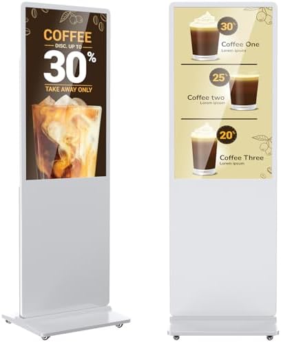 37 inch Indoor Digital Signage IPS Floor Standing Digital Kiosks Interactive Displays with WiFi HDMI/USB Input Auto AD Player, Android OS White by Homepage