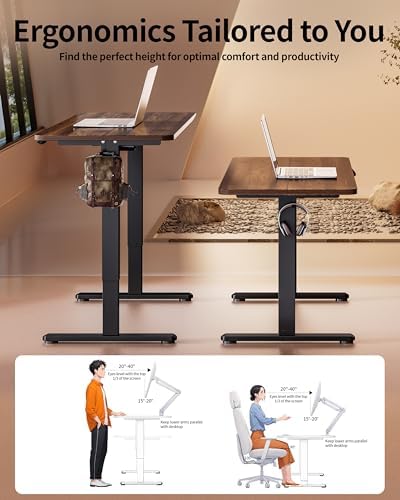 BIZUM Electric Standing Desk 60 x 24 Inch Computer Desk-Gaming Desk Dark Walnut Home Office Desks Height Adjustable Memory Stand Up Computer Workstation - Image 4